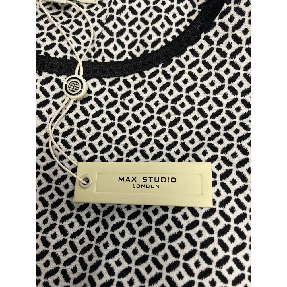 Max Studio London Black‎ White Geometric Contrast Sleeveless Top Medium - Picture 6 of 10